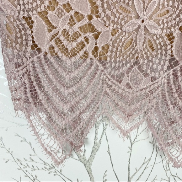 EXPRESS Y2K Pink Mauve Cotton Modal Lace Overlay Tank Top XS - Picture 7 of 10